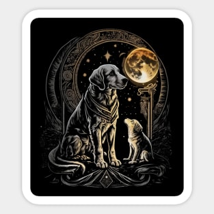 Tarot Dog Card For Fantasy and magic lovers Astrology moon and dog tarot card Sticker